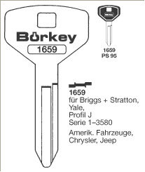 Toon details voor Borkey 1659 Cilindersleutel voor BRIGGS+STRAT. Afbeelding van Borkey 1659 Cilindersleutel voor BRIGGS+STRAT.