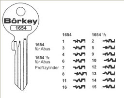 Toon details voor Borkey 1654 6 Cilindersleutel voor ABUS Afbeelding van Borkey 1654 6 Cilindersleutel voor ABUS