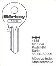 Toon details voor Borkey 1665 Cilindersleutel voor EVVA MÖBEL Afbeelding van Borkey 1665 Cilindersleutel voor EVVA MÖBEL