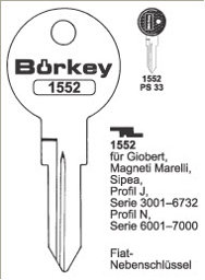 Toon details voor Borkey 1552 Cilindersleutel voor GIOBERT,SIPEA Afbeelding van Borkey 1552 Cilindersleutel voor GIOBERT,SIPEA