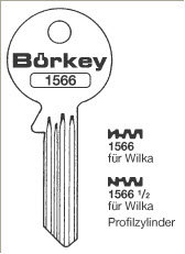 Toon details voor Borkey 1566 Cilindersleutel voor WILKA PR. Afbeelding van Borkey 1566 Cilindersleutel voor WILKA PR.
