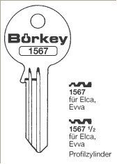Toon details voor Borkey 1567 Cilindersleutel voor ELCA, EVVA Afbeelding van Borkey 1567 Cilindersleutel voor ELCA, EVVA