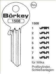Toon details voor Borkey 1508 7 Cilindersleutel voor WILKA Afbeelding van Borkey 1508 7 Cilindersleutel voor WILKA