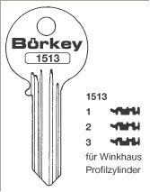 Toon details voor Borkey 1513 1 Cilindersleutel voor WINKHAUS Afbeelding van Borkey 1513 1 Cilindersleutel voor WINKHAUS