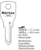 Toon details voor Borkey 1473K Cilindersleutel voor AGA MÖBEL Afbeelding van Borkey 1473K Cilindersleutel voor AGA MÖBEL