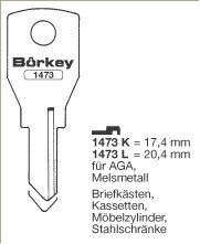 Toon details voor Borkey 1473L Cilindersleutel voor AGA MÖBEL Afbeelding van Borkey 1473L Cilindersleutel voor AGA MÖBEL
