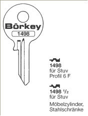 Toon details voor Borkey 1498½ Cilindersleutel voor STUV MÖBELZ. Afbeelding van Borkey 1498½ Cilindersleutel voor STUV MÖBELZ.