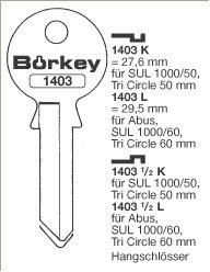 Toon details voor Borkey 1403½K Cilindersleutel voor TRI CIRCLE Afbeelding van Borkey 1403½K Cilindersleutel voor TRI CIRCLE