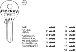 Toon details voor Borkey 1411 11 Cilindersleutel voor CES/HÄFELE NS Afbeelding van Borkey 1411 11 Cilindersleutel voor CES/HÄFELE NS