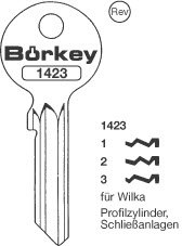 Toon details voor Borkey 1423 2 Cilindersleutel voor WILKA Afbeelding van Borkey 1423 2 Cilindersleutel voor WILKA