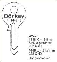 Toon details voor Borkey 1448K Cilindersleutel voor BURG VORH.SCH Afbeelding van Borkey 1448K Cilindersleutel voor BURG VORH.SCH