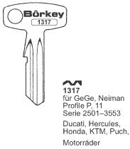 Toon details voor Borkey 1317 Cilindersleutel voor NEIMAN Afbeelding van Borkey 1317 Cilindersleutel voor NEIMAN