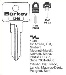 Toon details voor Borkey 1346 Cilindersleutel voor FIAT, PROF. Z Afbeelding van Borkey 1346 Cilindersleutel voor FIAT, PROF. Z