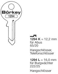Toon details voor Borkey 1294K Cilindersleutel voor ABUS Afbeelding van Borkey 1294K Cilindersleutel voor ABUS