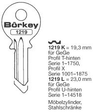 Toon details voor Borkey 1219L Cilindersleutel voor GEGE MS Afbeelding van Borkey 1219L Cilindersleutel voor GEGE MS