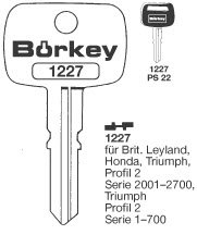 Toon details voor Borkey 1227 Cilindersleutel voor HONDA Afbeelding van Borkey 1227 Cilindersleutel voor HONDA