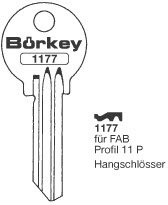 Toon details voor Borkey 1177 Cilindersleutel voor FAB 11P Afbeelding van Borkey 1177 Cilindersleutel voor FAB 11P