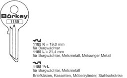 Toon details voor Borkey 1185½L Cilindersleutel voor BURG Afbeelding van Borkey 1185½L Cilindersleutel voor BURG