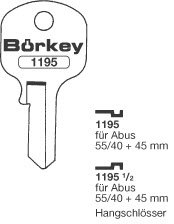 Toon details voor Borkey 1195½ Cilindersleutel voor ABUS HANGSCH Afbeelding van Borkey 1195½ Cilindersleutel voor ABUS HANGSCH