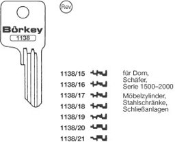 Toon details voor Borkey 1138 16 Cilindersleutel voor DOM  MS Afbeelding van Borkey 1138 16 Cilindersleutel voor DOM  MS