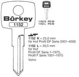 Toon details voor Borkey 1152L Cilindersleutel voor HUF DF,VOLVO Afbeelding van Borkey 1152L Cilindersleutel voor HUF DF,VOLVO