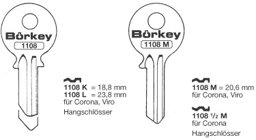 Toon details voor Borkey 1108M Cilindersleutel voor VIRO HANGSCHL Afbeelding van Borkey 1108M Cilindersleutel voor VIRO HANGSCHL