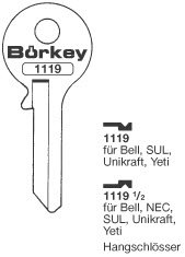 Toon details voor Borkey 1119 Cilindersleutel voor BELL YETI Afbeelding van Borkey 1119 Cilindersleutel voor BELL YETI