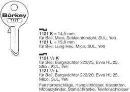 Toon details voor Borkey 1121K Cilindersleutel voor BELL YETI Afbeelding van Borkey 1121K Cilindersleutel voor BELL YETI