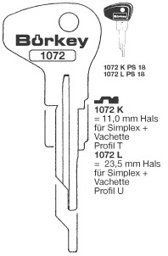 Toon details voor Borkey 1072L Cilindersleutel voor VACH.RENAULT Afbeelding van Borkey 1072L Cilindersleutel voor VACH.RENAULT