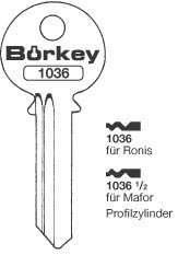 Toon details voor Borkey 1036½ Cilindersleutel voor MAFOR Afbeelding van Borkey 1036½ Cilindersleutel voor MAFOR