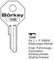 Toon details voor Borkey 1046 Cilindersleutel voor L + F Afbeelding van Borkey 1046 Cilindersleutel voor L + F