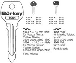 Toon details voor Borkey 1064½K Cilindersleutel voor MAZDA Afbeelding van Borkey 1064½K Cilindersleutel voor MAZDA