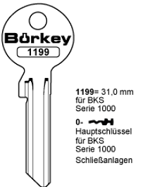 Afbeelding van Borkey 1199 / 0 Cilindersleutel voor BKS
