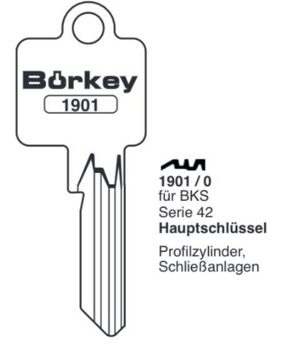Afbeelding van Borkey 1901 / 0 Cilindersleutel voor BKS 42