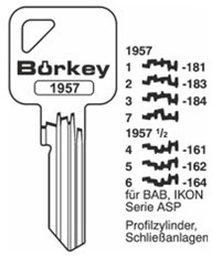 Afbeelding van Borkey 1957 1 Cilindersleutel voor BAB / IKON