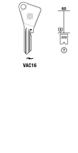 Afbeelding van Silca Cilindersleutel staal VAC16