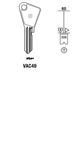 Afbeelding van Silca Cilindersleutel staal VAC49