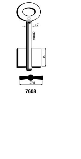 Afbeelding van Silca Dubbelbaardsleutel ijzer 7608