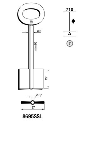 Afbeelding van Silca Dubbelbaardsleutel ijzer 8695SSL