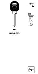 Afbeelding van Silca Transpondersleutel brass B104-PT5