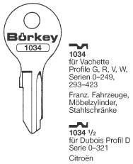 Afbeelding van Borkey 1034½ Cilindersleutel voor DUBOIS