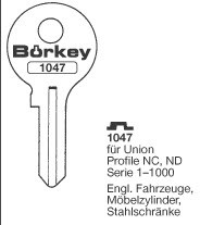 Afbeelding van Borkey 1047 Cilindersleutel voor UNION NC