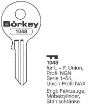 Afbeelding van Borkey 1048 Cilindersleutel voor UNION NGN