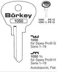 Afbeelding van Borkey 1050½ Cilindersleutel voor SIPEA H,FIAT