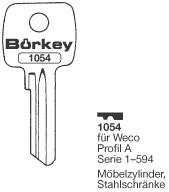 Afbeelding van Borkey 1054 Cilindersleutel voor WECO