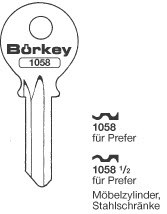 Afbeelding van Borkey 1058½ Cilindersleutel voor PREFER MOEB.