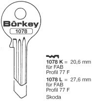 Afbeelding van Borkey 1078K Cilindersleutel voor FAB 77F