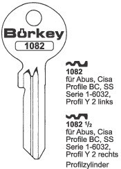 Afbeelding van Borkey 1082½ Cilindersleutel voor ABUS Y2