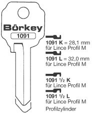 Afbeelding van Borkey 1091½K Cilindersleutel voor LINCE