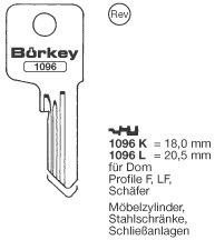 Afbeelding van Borkey 1096K Cilindersleutel voor DOM